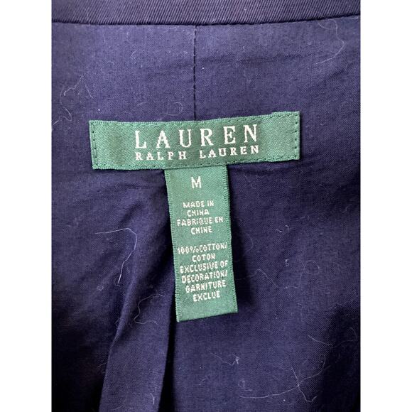 VTG Ralph Lauren Jacket Womens Medium Navy Blue Gold Buttons Embroidered Crest - Picture 2 of 10